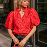 Holiday Party Jacquard Top in Red Image - 1