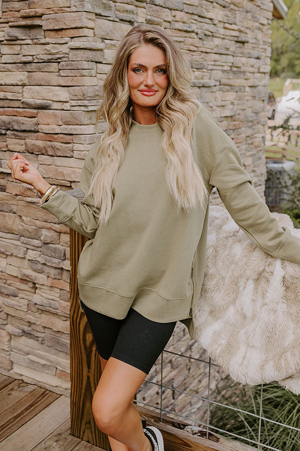 Central Park Stroll Oversized Sweatshirt in Sage Image - 2