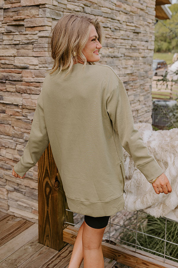 Central Park Stroll Oversized Sweatshirt in Sage Image - 5