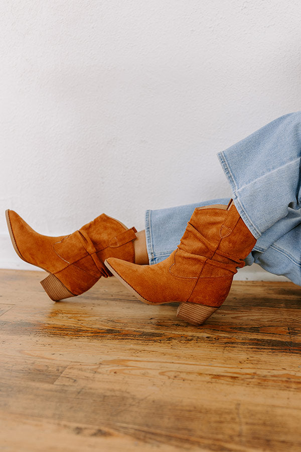 The Emerson Faux Suede Cowboy Boot in Maple Image - 3