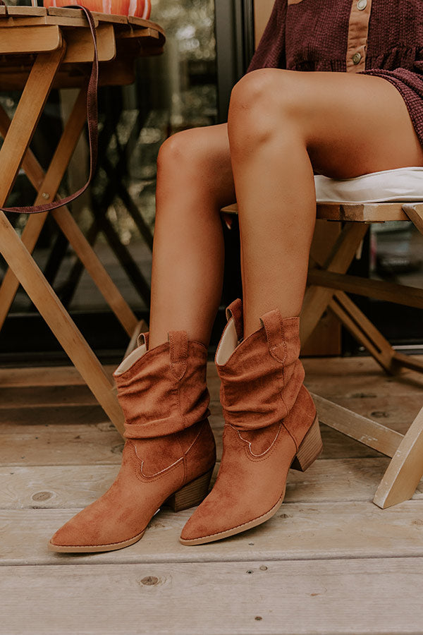 The Emerson Faux Suede Cowboy Boot in Maple