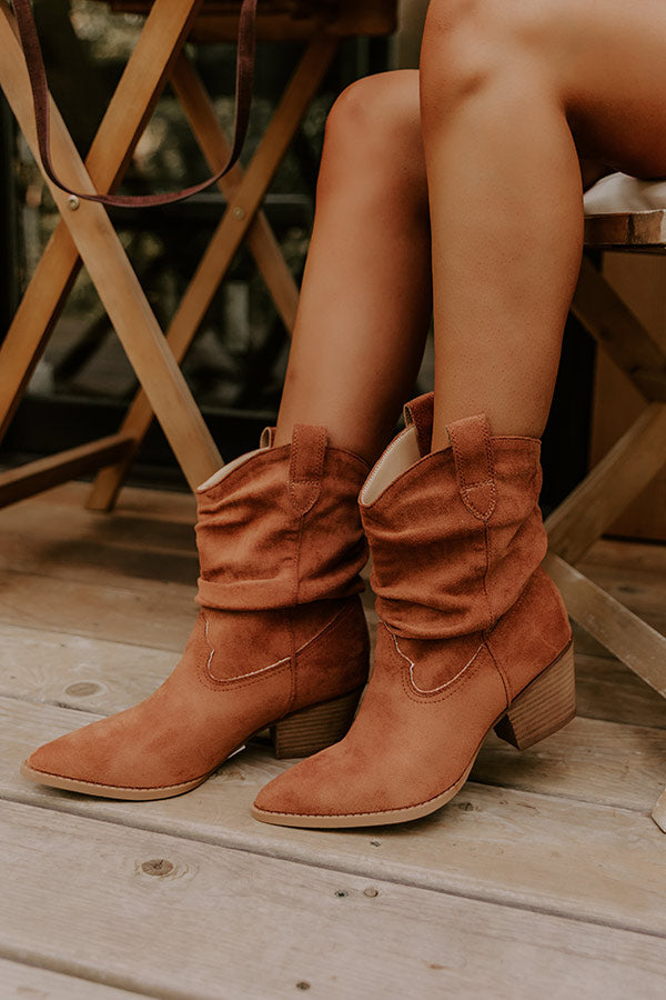 The Emerson Faux Suede Cowboy Boot in Maple Image - 2