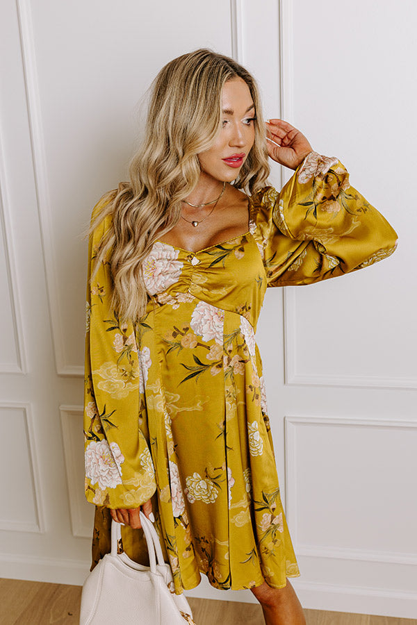 Flirty Moments Satin Mini Dress in Chartreuse Image - 5