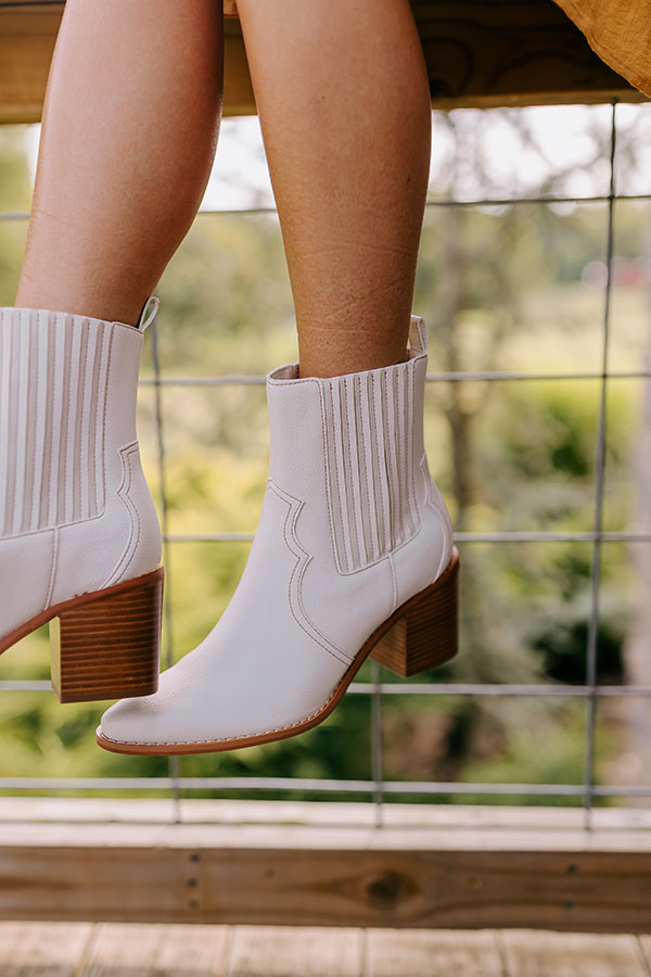 The Oaklynn Faux Leather Boot in Ivory Image - 3