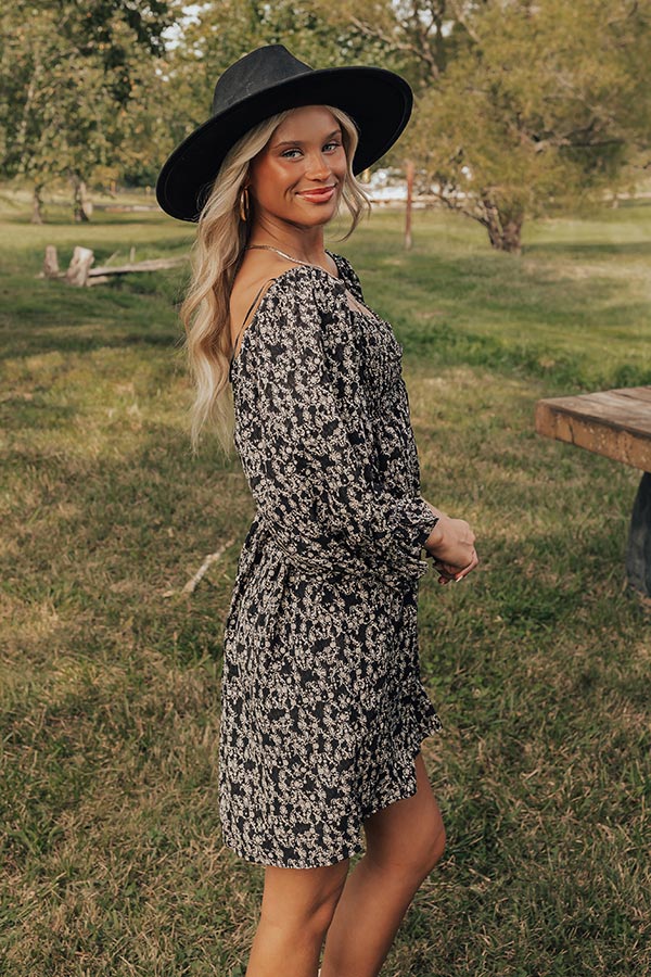 Small Town Cutie Floral Mini Dress in Black Image - 4