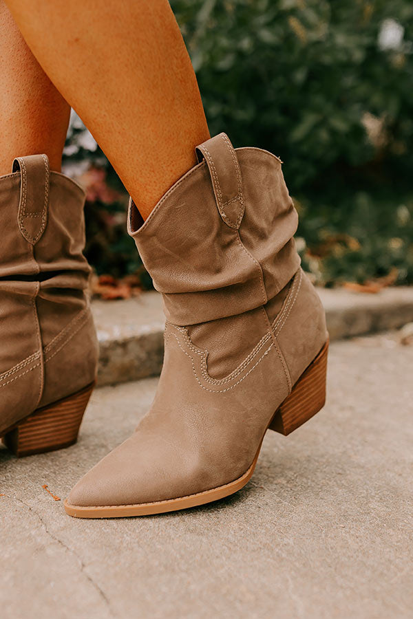 The Emerson Faux Nubuck Cowboy Boot in Dark Taupe Image - 2