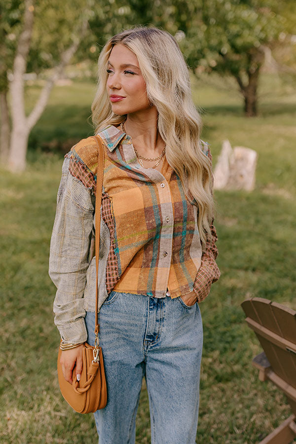 Pumpkin Spice Dreams Color Block Button Up Image - 2