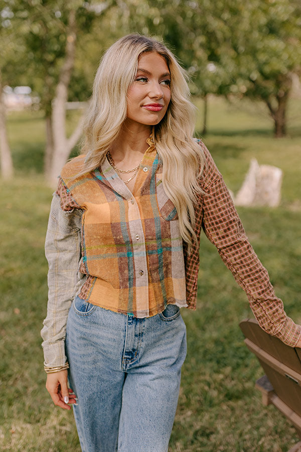 Pumpkin Spice Dreams Color Block Button Up Image - 4