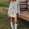 Manhattan Chic Denim Peplum Jacket Image - 1