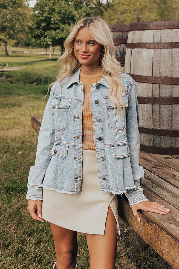 Manhattan Chic Denim Peplum Jacket Image - 2