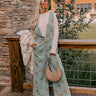 Soho Sleek Embroidered Corduroy Jumpsuit in Mint Image - 1
