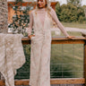 Soho Sleek Embroidered Corduroy Jumpsuit in Cream Image - 1