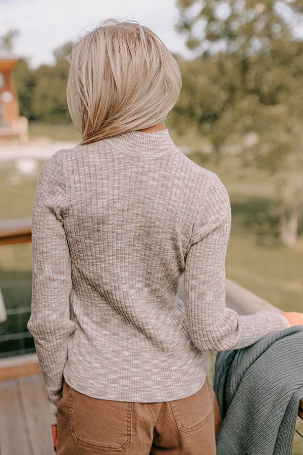 Vermont Views Ribbed Sweater Top in Warm Taupe Image - 3