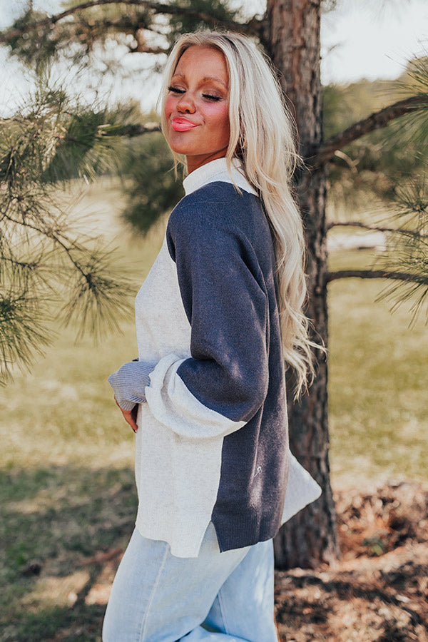 Chai Latte Please Color Block Sweater Top Image - 2