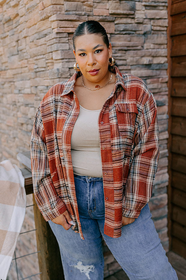 Pumpkin Spice Dreaming Plaid Jacket Curves Image - 5