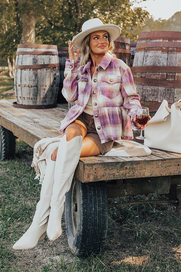 Pumpkin Patch Ready Peplum Jacket in Vineyard Grape Image - 2