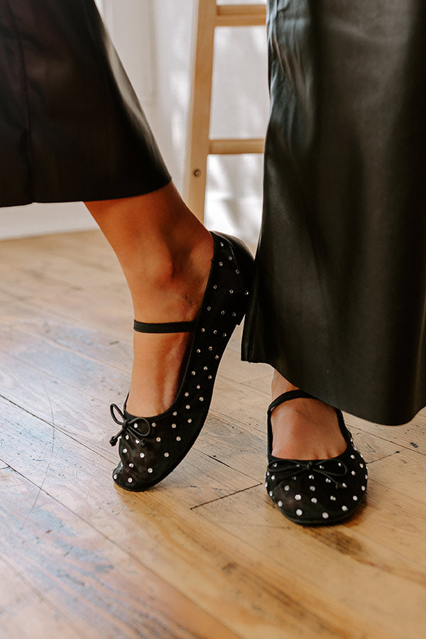 The Ariel Rhinestone Embellished Flat in Black Image - 2