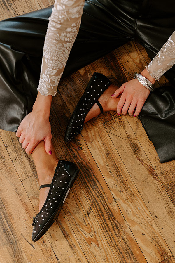 The Ariel Rhinestone Embellished Flat in Black Image - 1