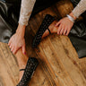 The Ariel Rhinestone Embellished Flat in Black Image - 1