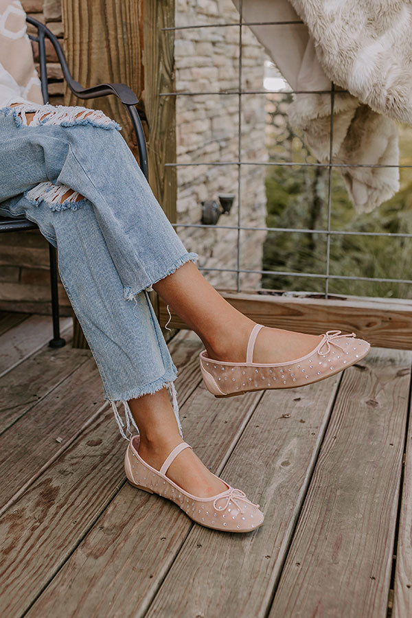 The Ariel Rhinestone Embellished Flat in Natural Image - 2