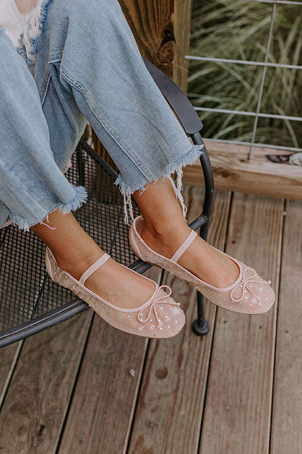 The Ariel Rhinestone Embellished Flat in Natural Image - 1