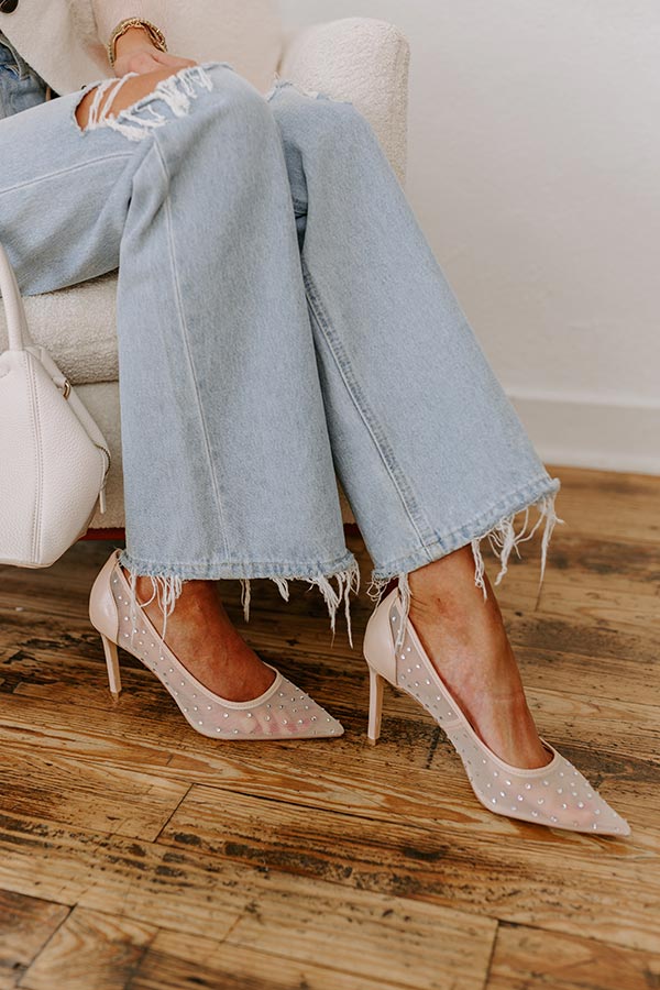The Callie Rhinestone Embellished Heel in Natural
