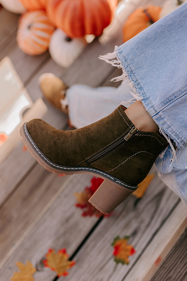 The Khloe Faux Suede Bootie in Brown Image - 4