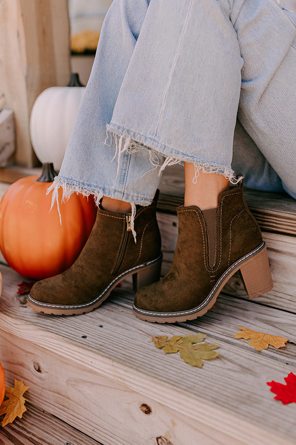 The Khloe Faux Suede Bootie in Brown Image - 3