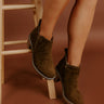 The Khloe Faux Suede Bootie in Brown Image - 1