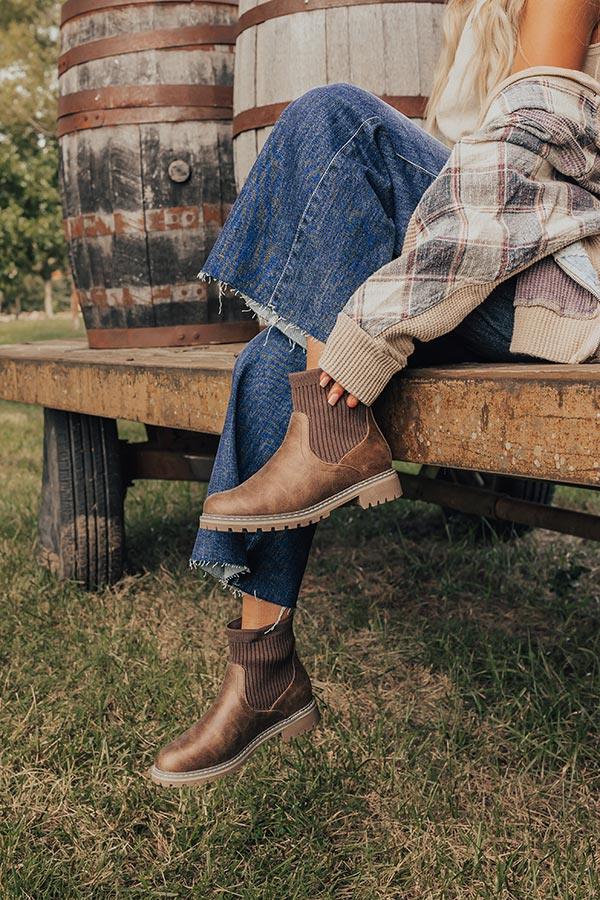 The Cabin Fever Faux Leather Bootie in Chestnut Image - 2