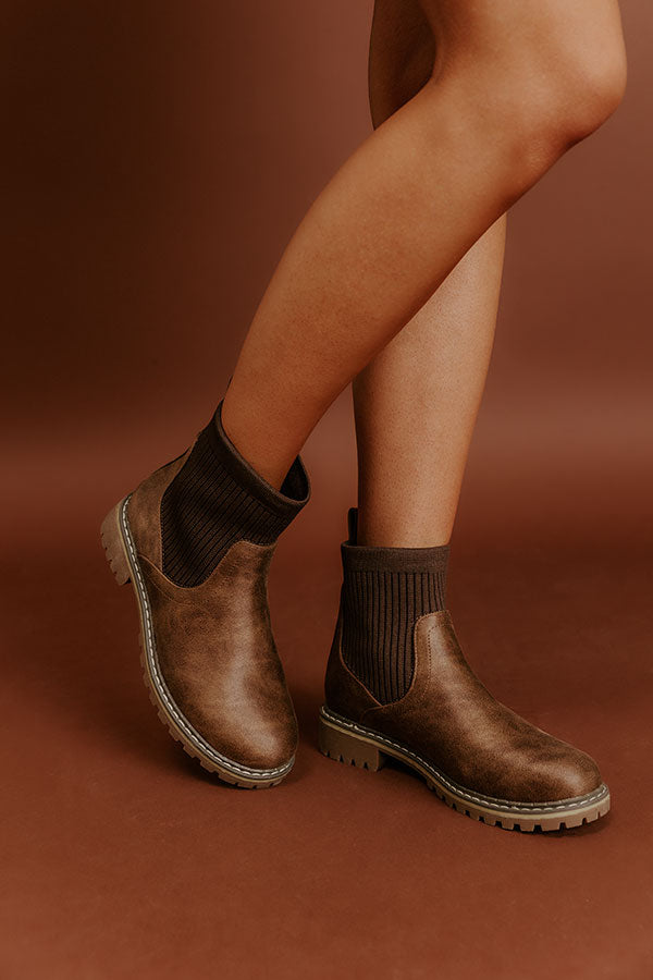 The Cabin Fever Faux Leather Bootie in Chestnut Image - 1
