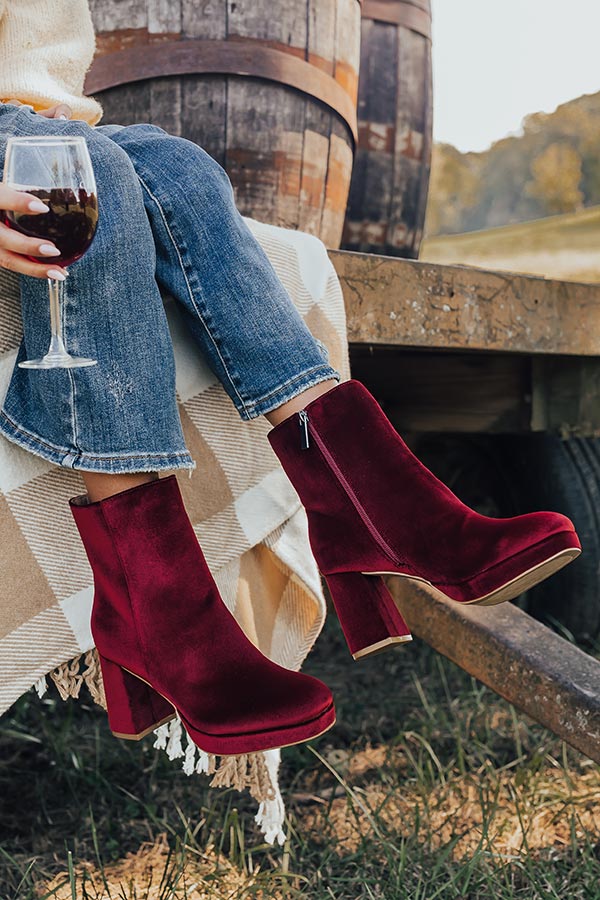 The Slug Bug Velvet Bootie in Dark Scarlet Image - 1