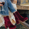 The Slug Bug Velvet Bootie in Dark Scarlet Image - 1