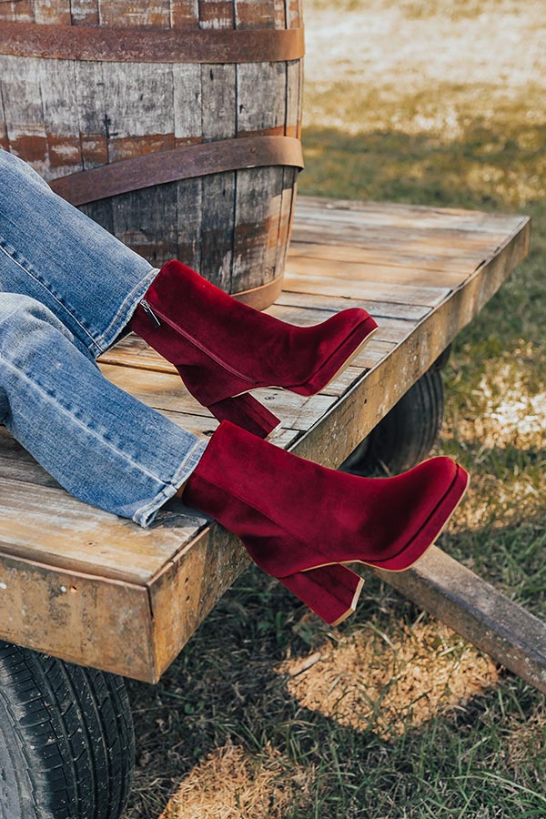 The Slug Bug Velvet Bootie in Dark Scarlet Image - 2