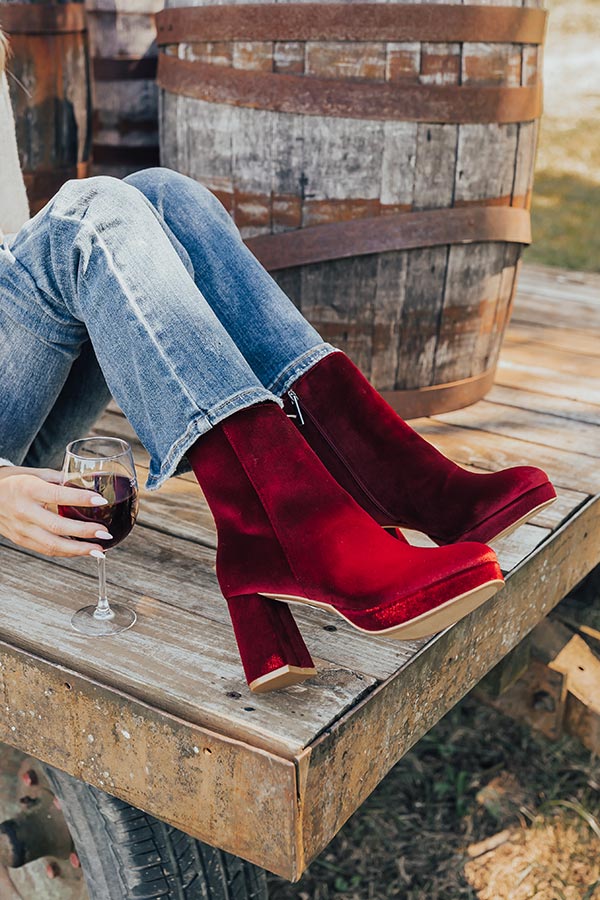 The Slug Bug Velvet Bootie in Dark Scarlet Image - 3