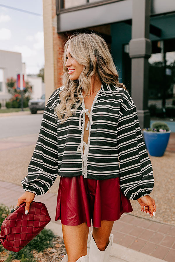 Mulled Wine Stripe Front Tie Top Image - 1
