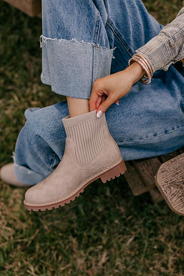The Cabin Fever Faux Leather Bootie in Warm Taupe Image - 1