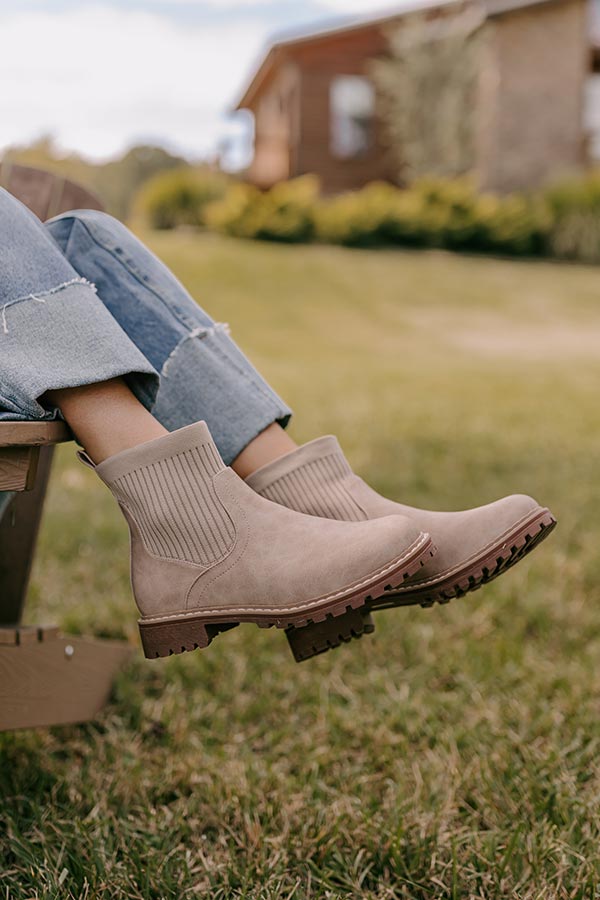 The Cabin Fever Faux Leather Bootie in Warm Taupe Image - 2