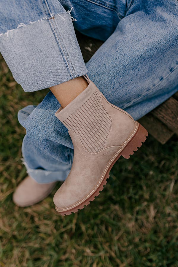 The Cabin Fever Faux Leather Bootie in Warm Taupe Image - 3