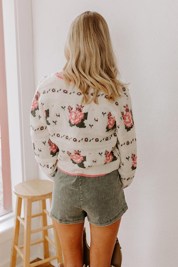 Sweet Moment Floral Wool-Blend Cardigan Image - 5