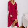 Sunset Views Button Down Midi in Wine Image - 1