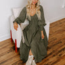 Sunset Views Button Down Midi in Olive Image - 1