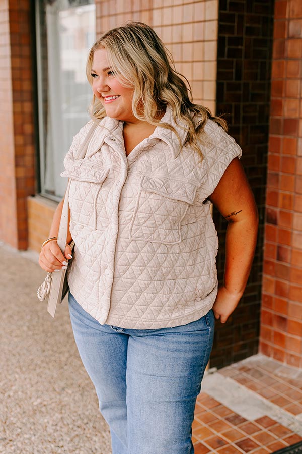 Cedar Creek Quilted Vest in Cream Curves Image - 3