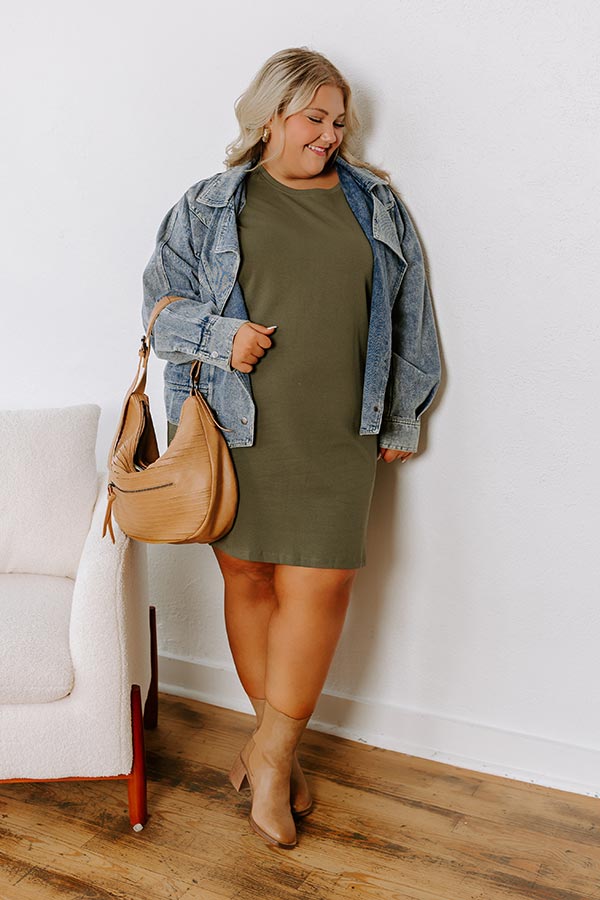 Casual Couture Mini Dress in Olive Curves Image - 5