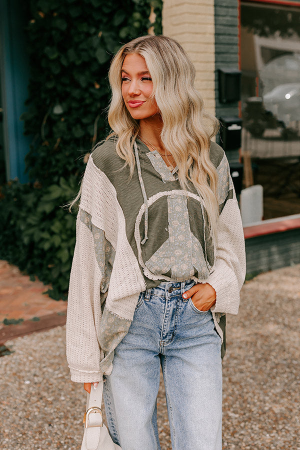 Peaceful Moment Knit Hoodie in Olive Image - 2