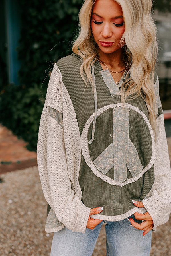 Peaceful Moment Knit Hoodie in Olive Image - 4