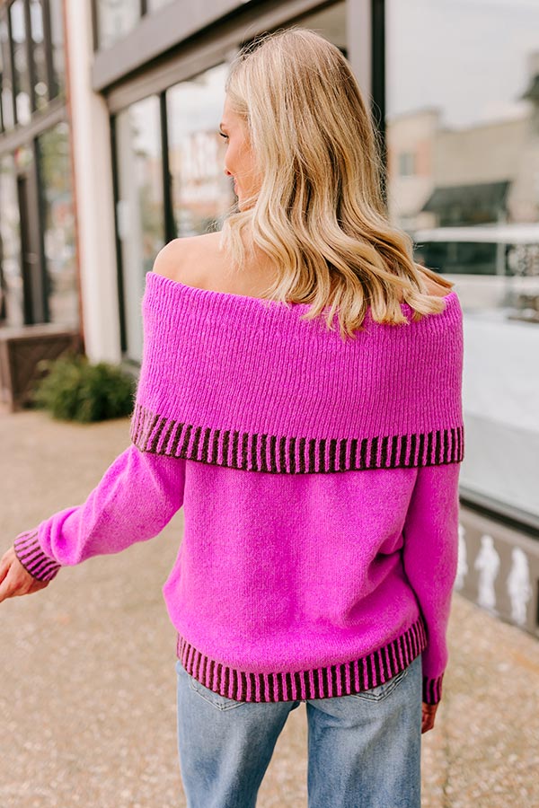 Chic Moment Off Shoulder Knit Sweater in Violet Image - 5