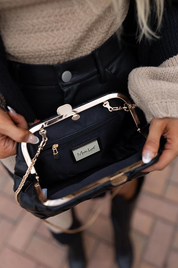 Uptown Chic Faux Leather Purse in Black Image - 3