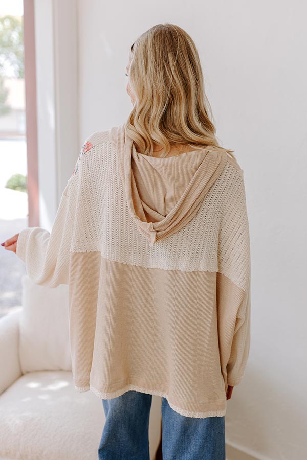 Peaceful Moment Knit Hoodie in Oatmeal Image - 5
