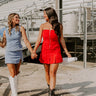 Soho Style Corduroy Romper Dress in Red Image - 1